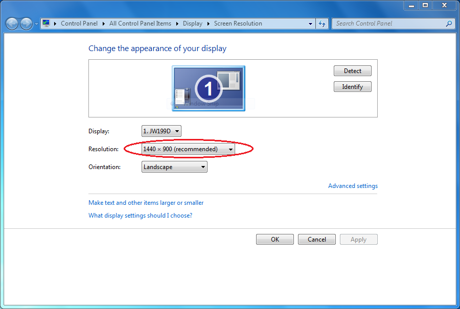 how to adjust screen size on windows 7